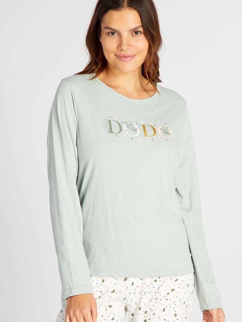 'Dodo' Jersey Pyjamaset - 2-delig - Groen/Wit