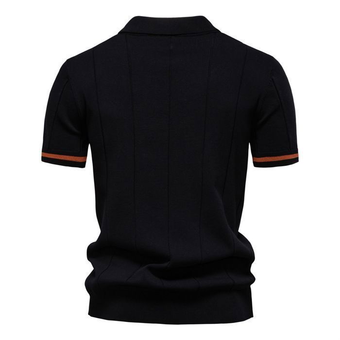 Polo da uomo in maglia a maniche corte, mezza zip, vestibilità regolare casual, tinta unita estiva, comoda - Taglia UE - Blu