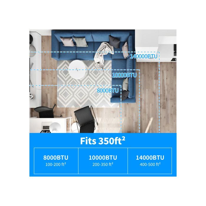 Aire acondicionado portátil - 3,5 kW - 12000 BTU - Temporizador y WiFi - Control remoto - Blanco