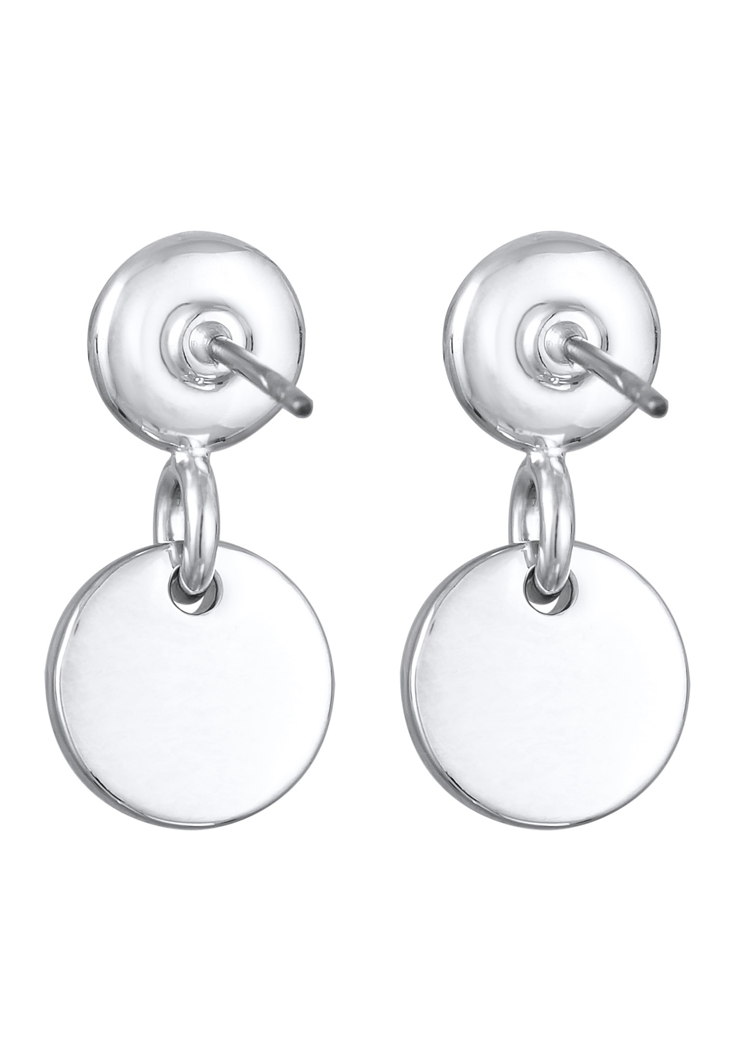 Elli Femmes Pendentif d'oreilles Plaquette Rond Élégant Couleur Argent avec Cristaux