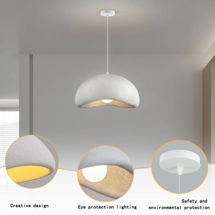 iDEGU Moderne Suspension Luminaire Industriel 50cm Vintage Lustre Plafonnier Ciment Design Edison pour Salon Chambre,Blanc