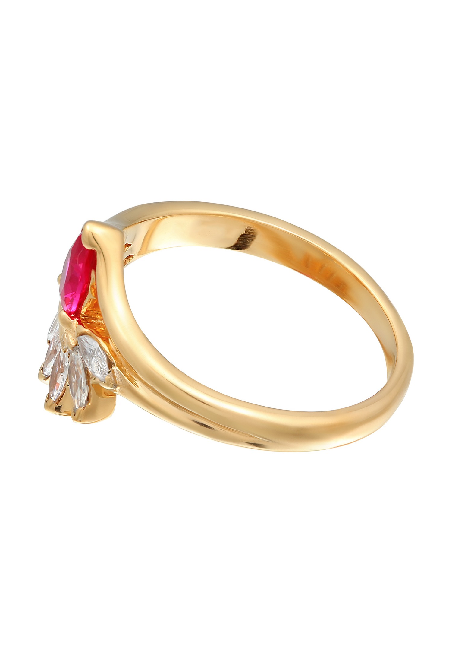 Elli Femmes Glamoureux ovale avec rubis synth. et zirconium en argent sterling 925 plaqué or