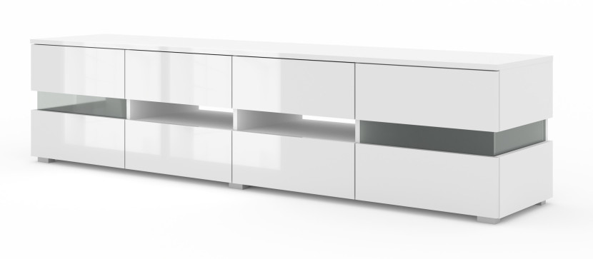 Szafka RTV VIPER 186 cm biały mat / biały połysk