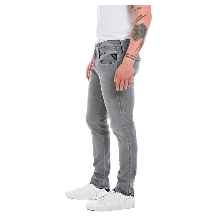 Pantalones vaqueros ajustados para hombre REPLAY - Power Stretch - Gris medio - 34W-32L