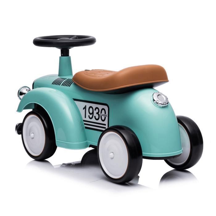 Macchinina elettrica retrò anni '30 per bambini - Giocattolo cavalcabile per neonati da 1 a 3 anni - Verde - Clacson e vano portaoggetti - Ausilio per camminare