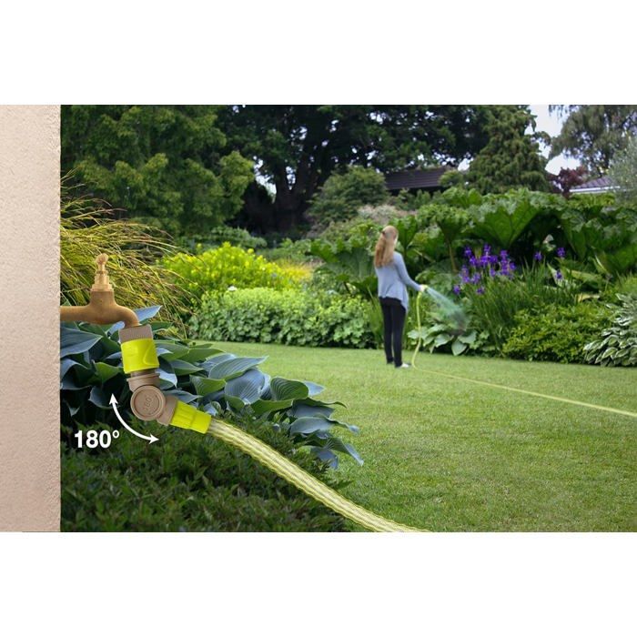 Manguera de jardín extensible - Longitud de 13,5 a 40 m - Verde - Conector giratorio de 180° - Pistola pulverizadora de 7 chorros