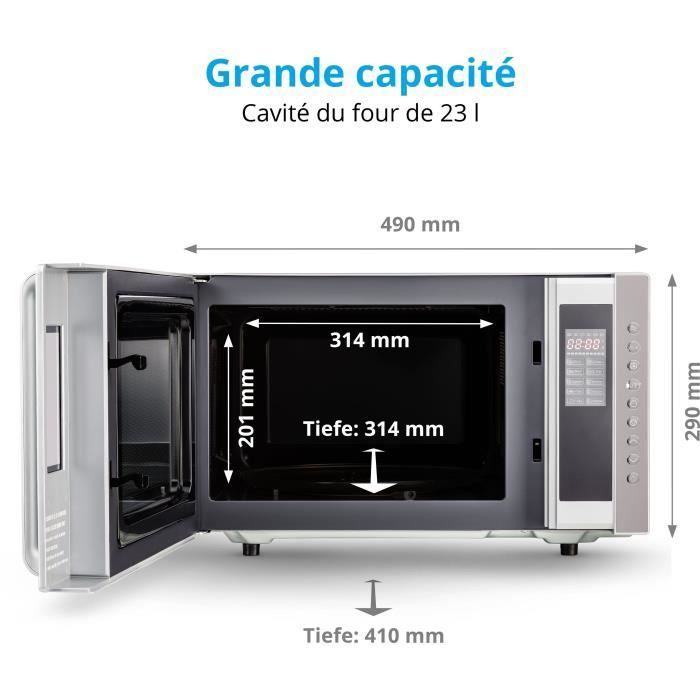 Micro-ondes combiné MEDION MD17495 - 23L - 800W - 1200W Grill - Pose libre - Argent
