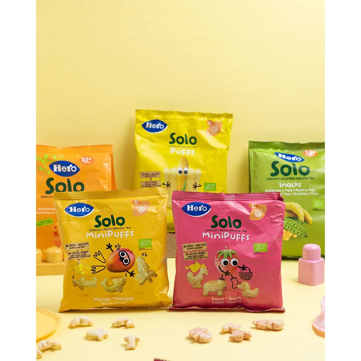 „Only BIO Snacks Puffs“ kukurūzų ir avižų skonio užkandžiai, 8 mėnesių Tęstinio maitinimo pienas ir maistas