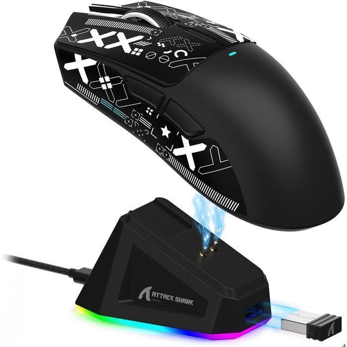 Attack Shark X11 Wireless Gaming Mouse with Grips for PC/Mac Black