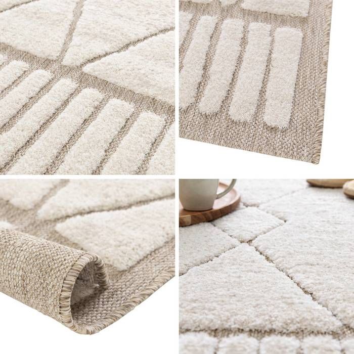 Berber-Teppich im Ethno-Stil für den Innenbereich, 160 x 230 cm, Kurzflor, beige und cremefarben