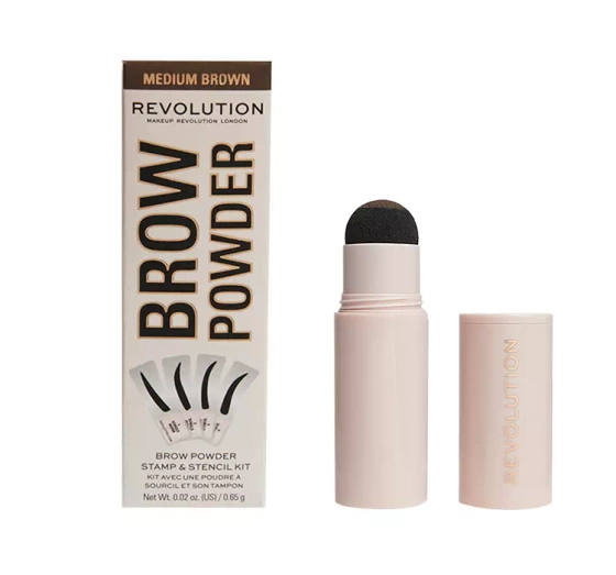 Makeup Revolution Brow Powder zestaw do brwi stempel   szablony Medium Brown