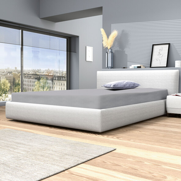 Winter jersey hoeslaken, 140-160 x 200 cm, grijs