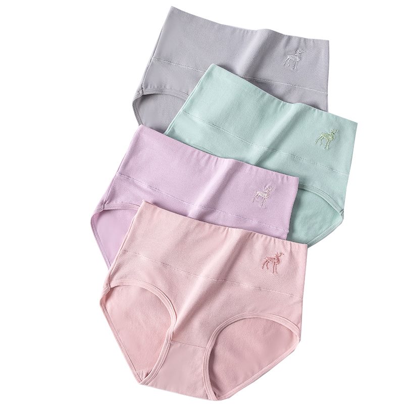 Set di 4 slip da donna in morbido cotone a vita alta, modellanti, alla moda, senza cuciture, lingerie sexy.