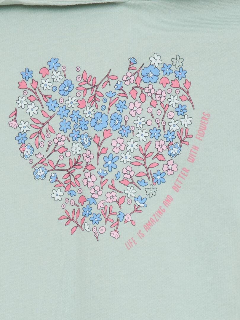 Bedrukt T-shirt met capuchon - BLAUW