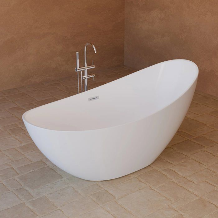 Bañera exenta Loona 170, blanca, 170 x 80 x 80 cm, de SPALINA - Blanco - 170 x 80 x 80 cm