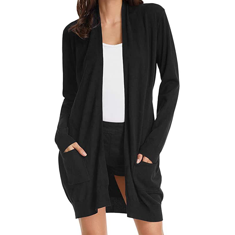 Gilet cardigan ouvert pour femme GRACE KARIN, poches, manches longues