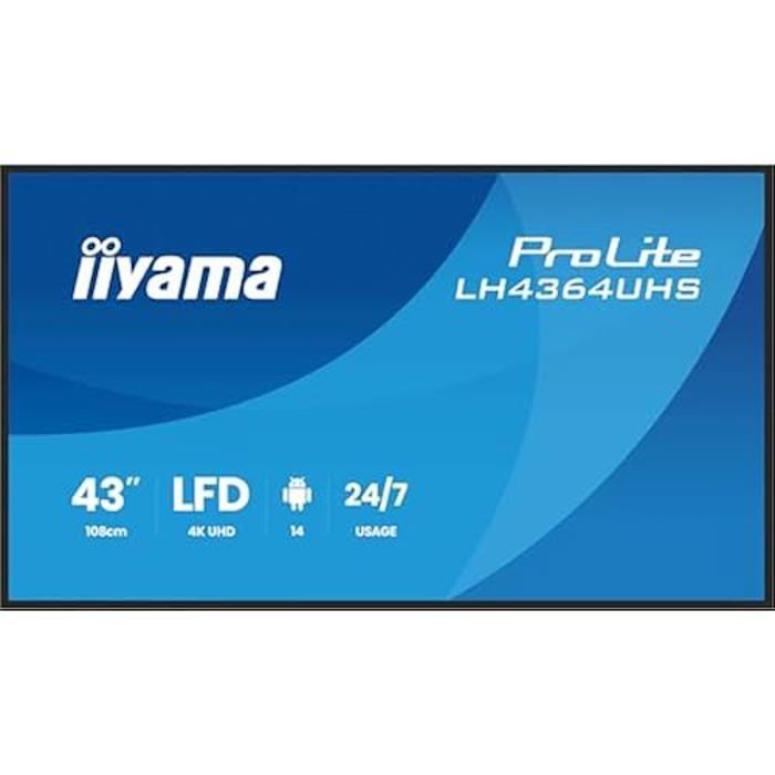 Écran d'affichage numérique - IIYAMA - Prolite LH4364UHS-B1AG - 4K UHD - 43 pouces - Android 14 OS