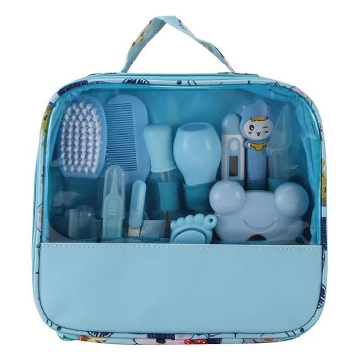 Kit de cuidado y salud para bebés de 13 piezas - Artículos de aseo esenciales - Azul
