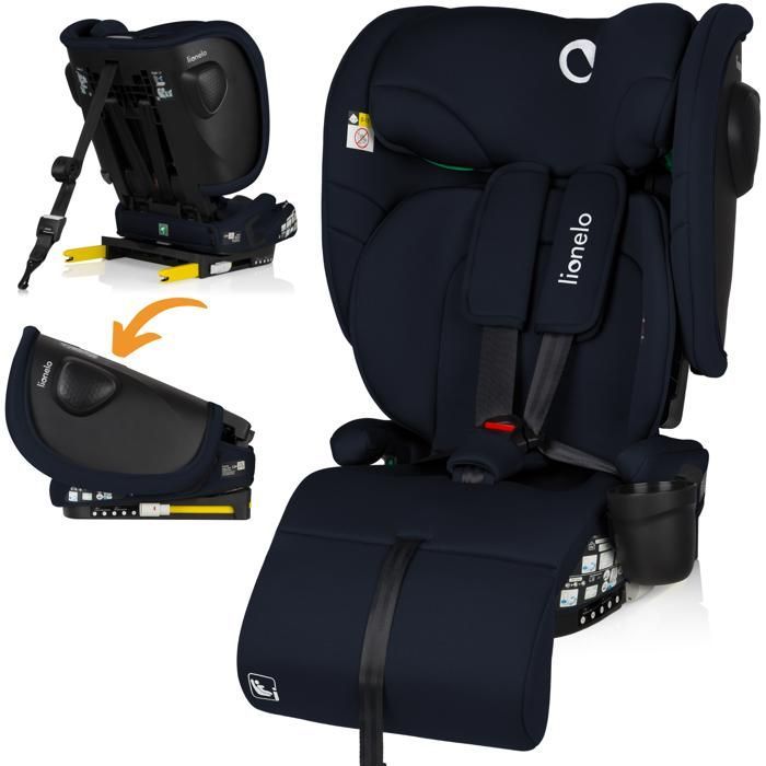 Seggiolino auto LIONELO Nelly i-Size 76-150 cm - ISOFIX - Pieghevole - Portabicchieri - Gruppo 1/2/3 - Blu