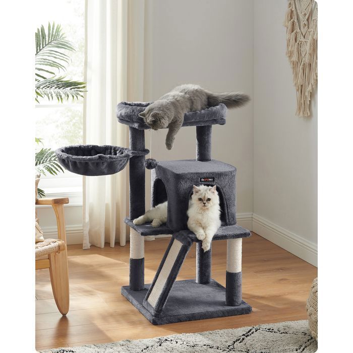FEANDREA Arbre à Chat, Tour de Jeux, avec Plate-Forme, Gris Foncé