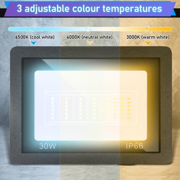 Proyector LED - Hengda - 50W - IP66 - 3 colores - Aluminio y cristal templado