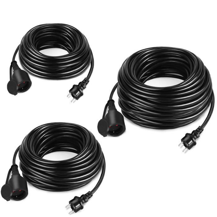 Cable de extensión - AUFUN - 30 m - 3500 W - 230 V - Resistente al agua y robusto