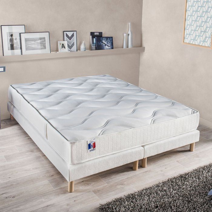 CONFORT DESIGN Gari Mattress & Bed Base Set 180 x 200 cm - 23 cm Thick - Polylatex - Hypoallergenic - Reversible - Made in France