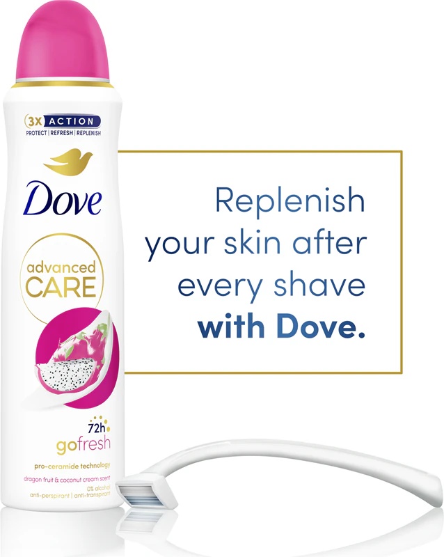 „Dove Advanced Care Go Fresh“ drakono vaisių ir kokoso dezodorantas purškiamas