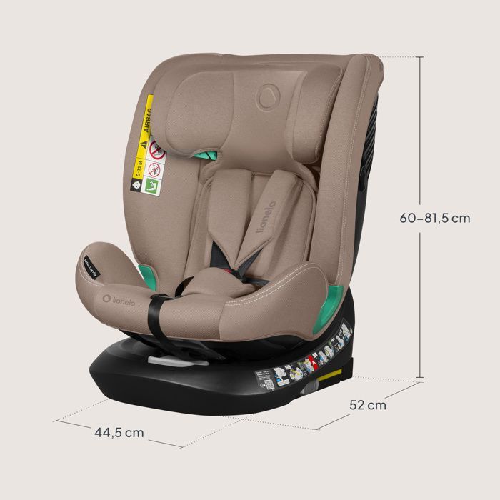 Silla de coche convertible LIONELO Bastiaan One i-Size - Base giratoria 360° - ISOFIX - 40-150 cm - 0-36 kg - Grupo 0+/1/2/3 - Beige