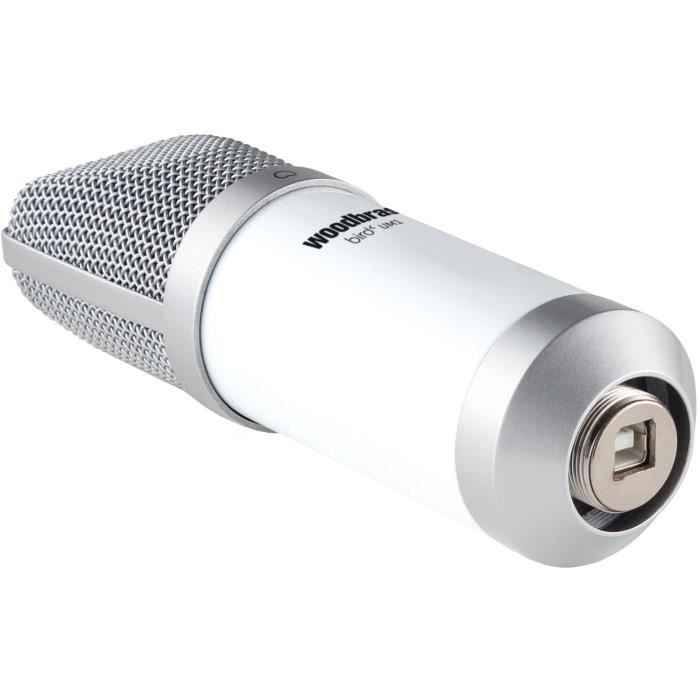 Microfone USB - WOODBRASS - UM1 - Cardioide - Branco - Gravação em Estúdio Doméstico