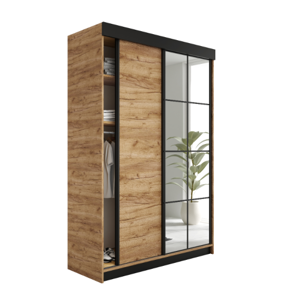 SZAFA PRZESUWNA FARO - 138x205x59 - Dąb Craft Złoty