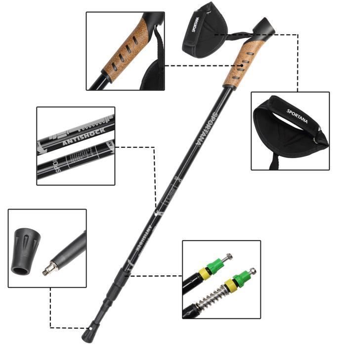 Telescopic Nordic walking poles in aluminum with wrist straps - hiking - grey