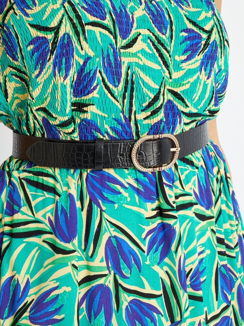 Riem met krokodillenprint - ZWART