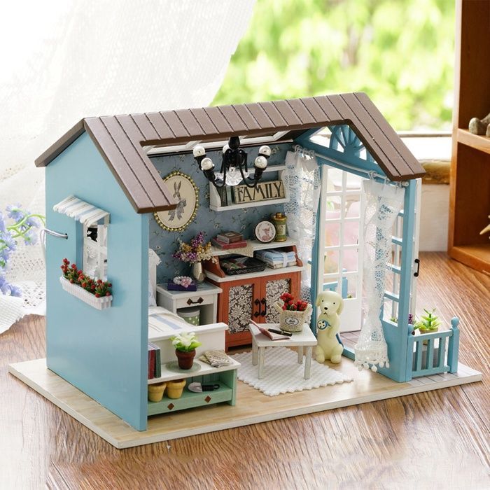 Casa de muñecas DIY, casa de muñecas miniatura hecha a mano, kit para casa de muñecas, regalo DIY perfecto