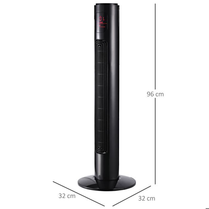 HOMCOM - Ventilador - Plástico - 32x32x96cm - Negro