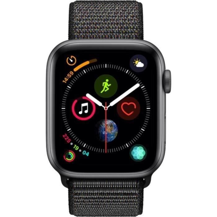 Apple Watch Series 4 GPS - 44mm Boîtier aluminium gris sidéral - Boucle noir (2018) - Reconditionné - Excellent état