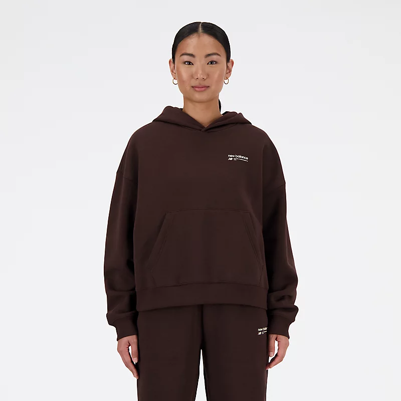 Damska bluza z kapturem Forro polar cepillado Linear Heritage – CAFÉ NEGRO