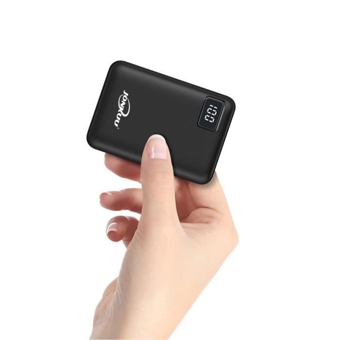 10000mAh externe batterij, snelladen, LCD-display, micro-USB, USB-A powerbank, zwart