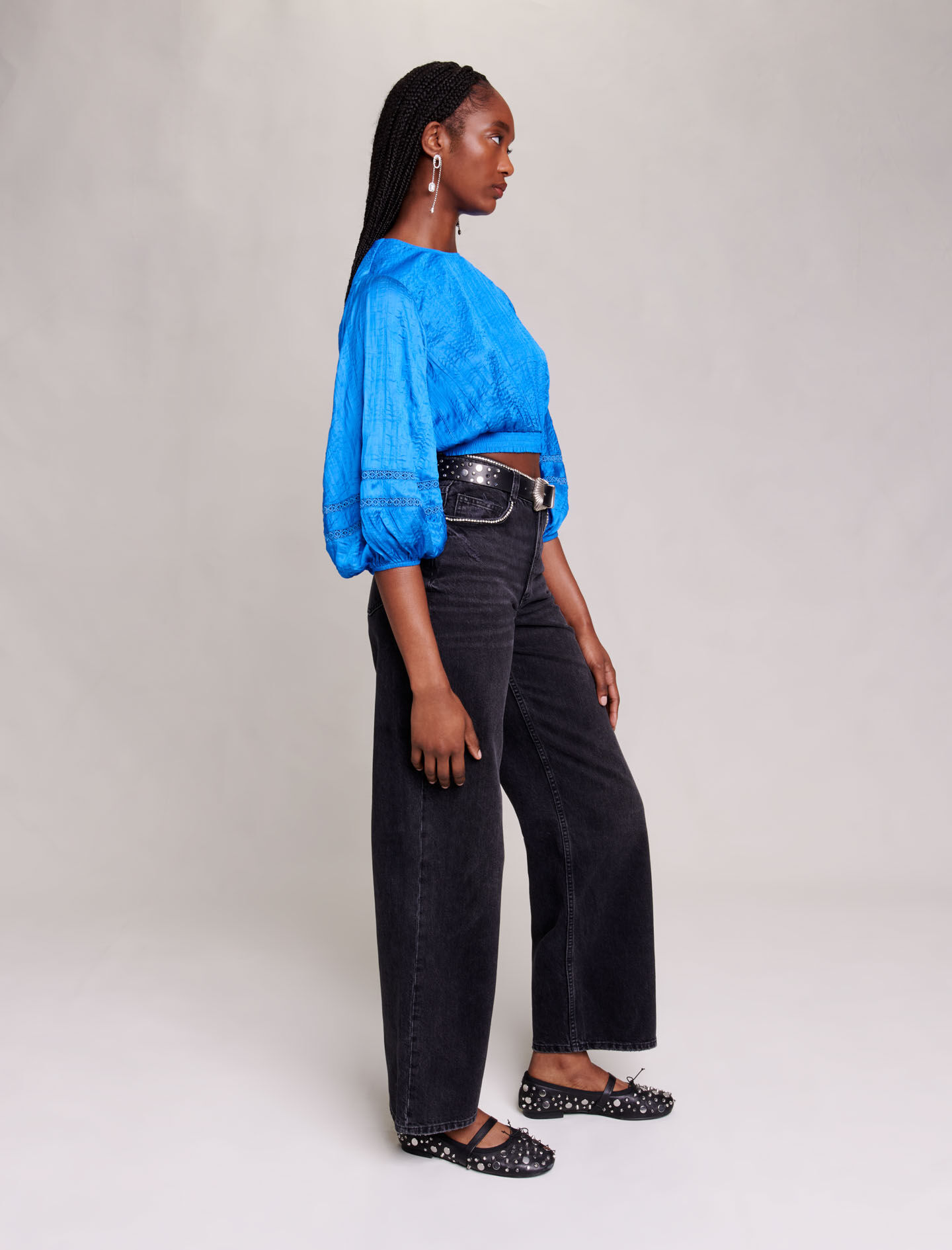 Top din satin - Albastru