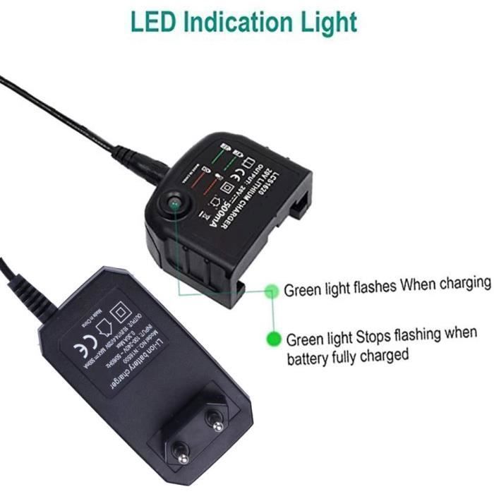 Li-Ion Battery Charger - KOSIIL - Compatible with BLACK & DECKER 10.8V-20V - Black - Rechargeable Battery