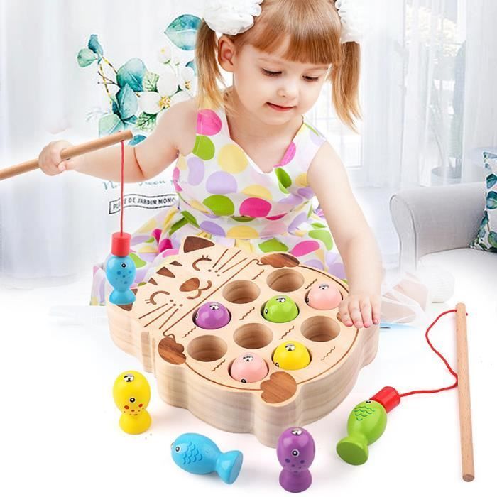 Gioco di pesca magnetico in legno - ZGEER - Giochi Montessori per bambini di 2 anni - Giocattolo educativo per bambini - Regalo per bambini dai 2 ai 5 anni