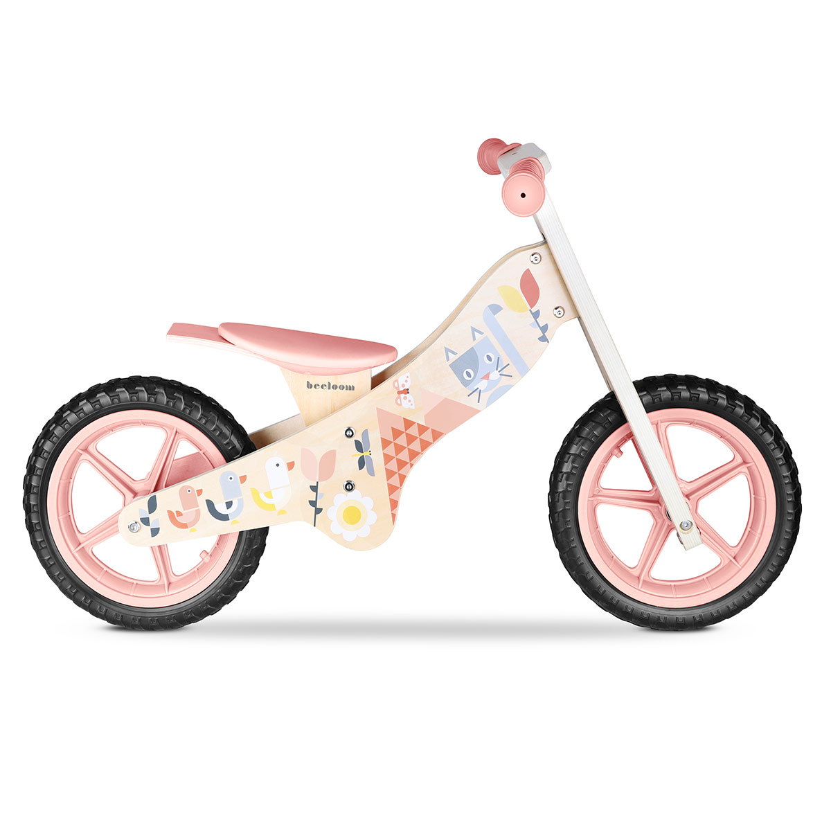  Bicicleta de equilíbrio de madeira Beelom com selim ajustável