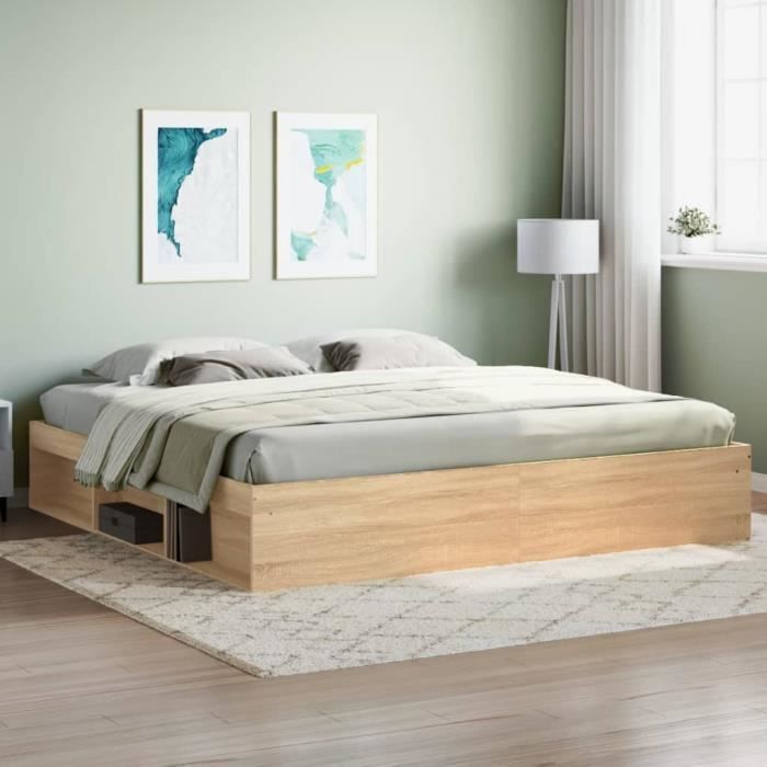 vidaXL Cadre de lit chêne sonoma 200x200 cm 3203889