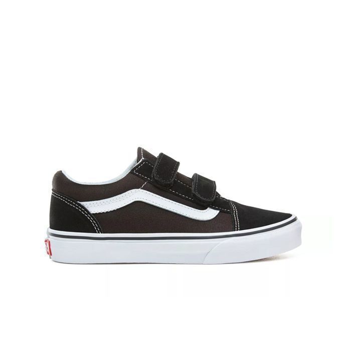 Vans Old Skool V — Sneakers basse da ragazzo, nere, con chiusura a strappo e suola in gomma