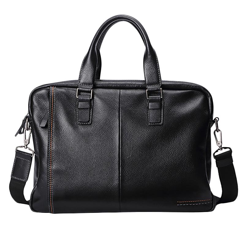 Nouvelle mallette en cuir pour homme, sac d'affaires grande capacité, sac bandoulière noir pour ordinateur portable