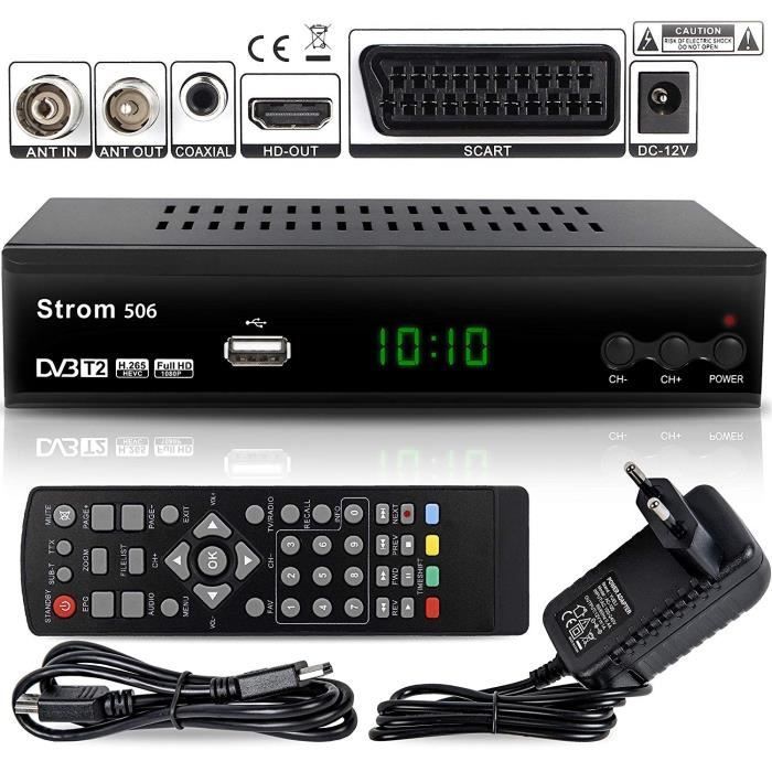 Strom 506 DVB-T2 Récepteur Numérique Décodeur TNT Terrestre  ✓DVB-T / DVB-T2 ✓ Full HD ✓MPEG 2 ✓MPEG 4 ✓H.265 ✓1080i ✓1080