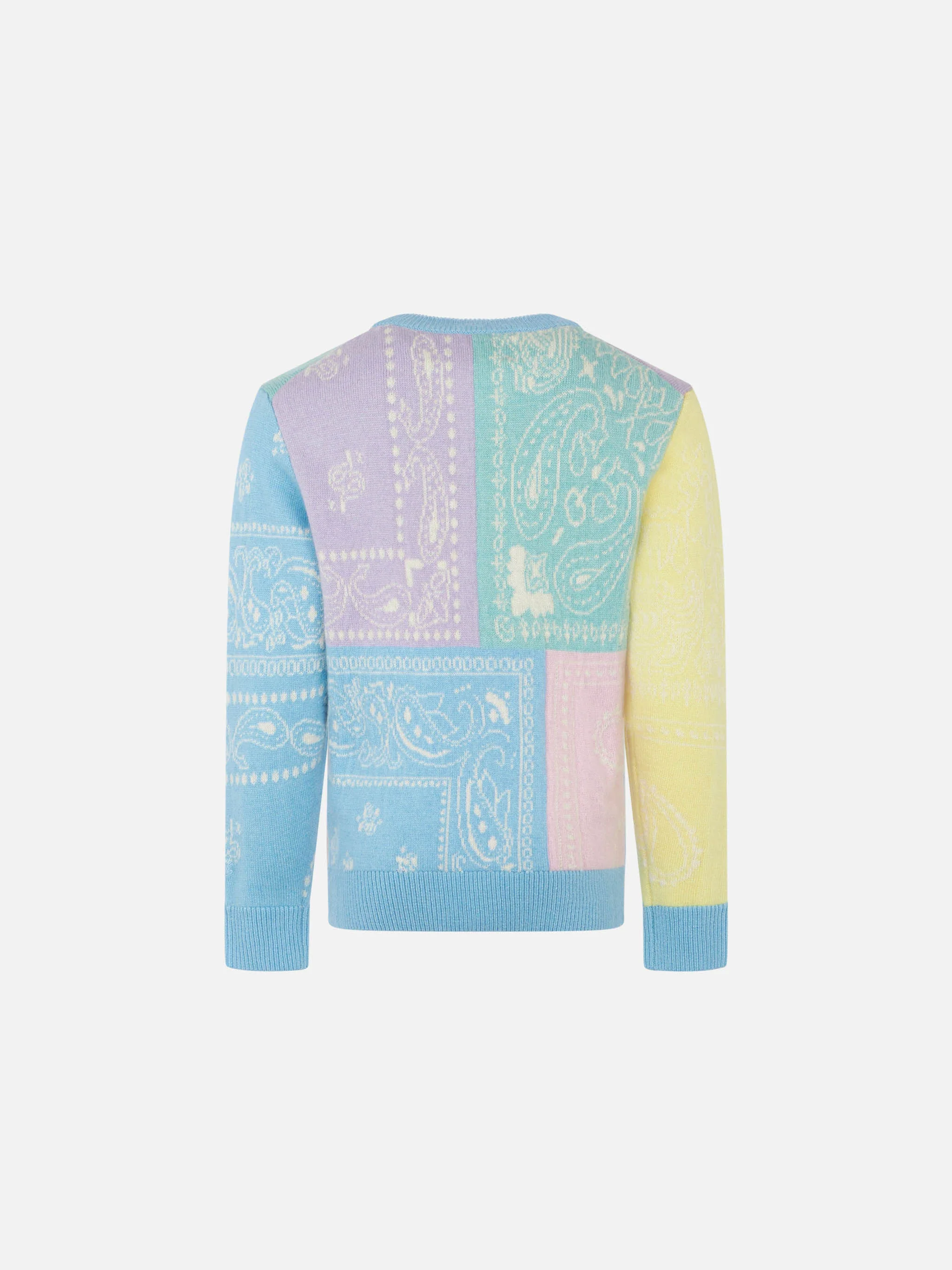 Mädchenpullover aus angerautem Material mit Bandana-Print
