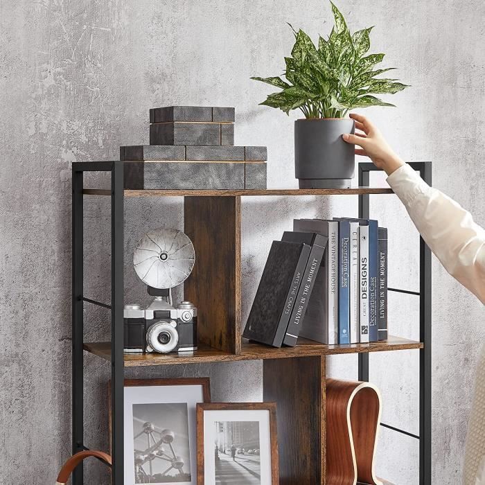 Libreria VASAGLE - Scaffale a 5 ripiani - Stile industriale - Marrone rustico e nero