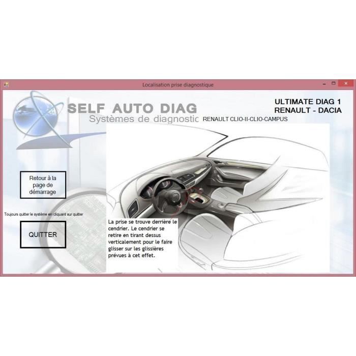 Herramienta de diagnóstico automotriz ULTIMATE DIAG ONE: interfaz de diagnóstico OBD multimarca y software SELF AUTO DIAG distribuido en CD-ROM.