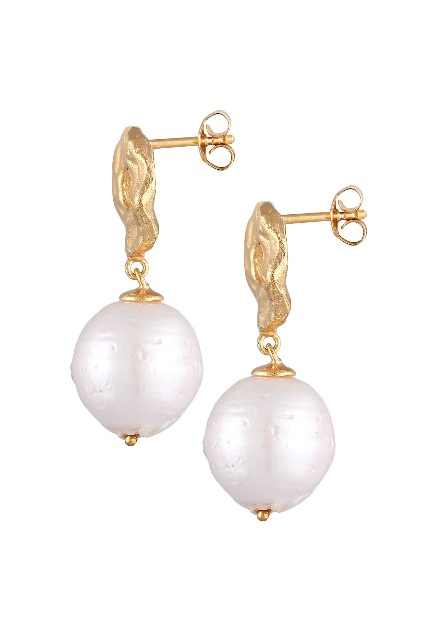 Elli PREMIUM Femmes Pendentif d'oreilles Baroque structuré avec Perles de Culture d'Eau Douce en argent sterling 925